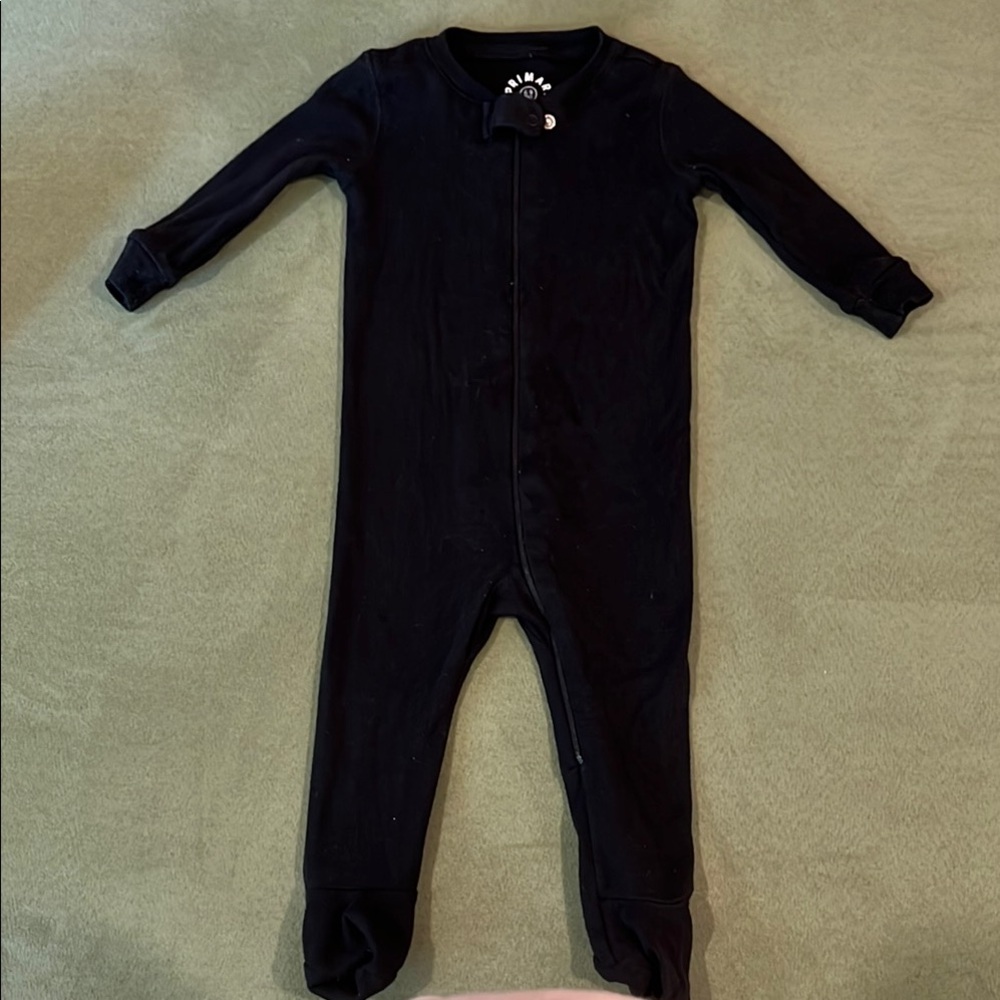 Primary Black One Piece Footies Sleepwear